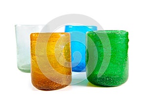 Multi coloured glass cups