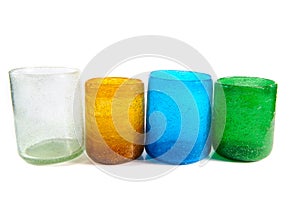 Multi coloured glass cups