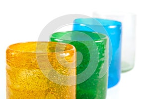 Multi coloured glass cups