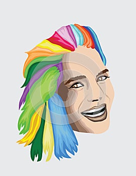 Multi coloured hair woman
