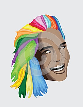 Multi coloured hair woman