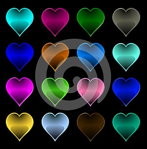 Multi-coloured hearts