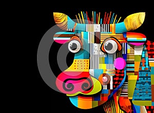 Multi Coloured Postmodernism Abstract Cow Illustration photo