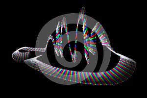 Multi-coloured wavy trace of light-emitting diode