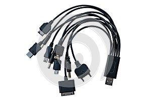 Multi-connector USB charging cable with Type-A, Type-C, micro and mini USB
