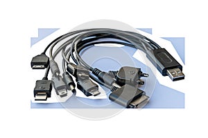 Multi-connector USB charging cable with Type-A, Type-C, micro and mini USB