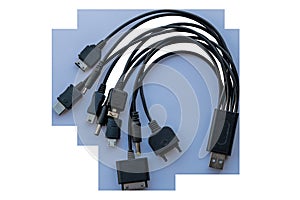 Multi-connector USB charging cable with Type-A, Type-C, micro and mini USB