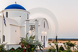 The multi Denominational Church of St. Nicholas on a shore closeup in Paphos, Cyprus. photo