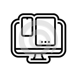 multi device compatibility line icon vector illustration