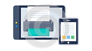 Multi-Device Printing Solution with Tablet and Phone, vector design Generative AI