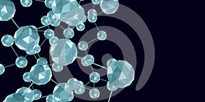 Multi-dimensional cube connection Abstract technology background Geometric objects Network of hexagonal shapes connecting 3D