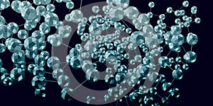 Multi-dimensional cube connection Abstract technology background Geometric objects Network of hexagonal shapes connecting 3D