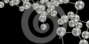 Multi-dimensional cube connection Abstract technology background Geometric objects Network of hexagonal shapes connecting 3D