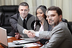 Multi ethnic business team at a meeting