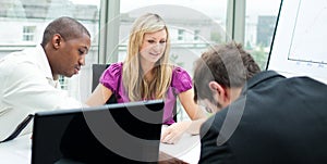 Multi-ethnic business team working in an office