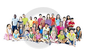 Multi-ethnic Children in casual wear photo