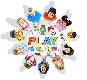 Multi-Ethnic Children Forming a Circle with Play Concept