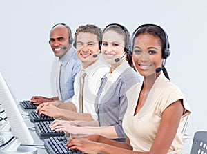 Multi-ethnic customer service representatives