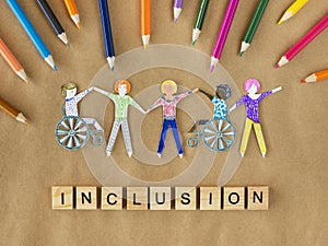 Multi ethnic disabled people community inclusion concept. High quality and resolution beautiful photo concept