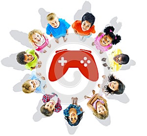 Multi-Ethnic Group of Children and Play Concepts