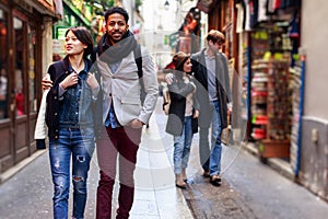 Multi-ethnic Group Of Friends Having Fun In Paris, Quartier Latin