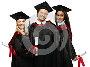 Multi ethnic group of graduated students