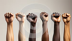 Multi ethnic group holding hands, symbolizing unity and teamwork generated by AI