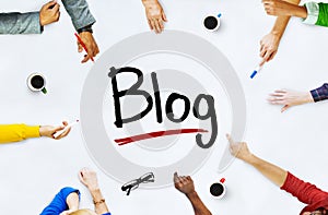 Multi-Ethnic Group of People and Blog Concept