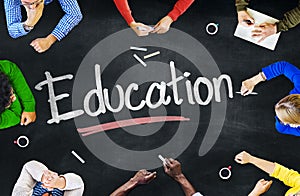 Multi-Ethnic Group of People and Education Concept