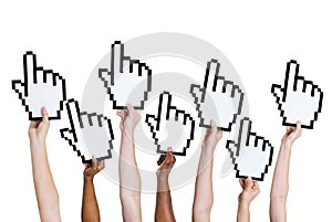 Multi-Ethnic Group of People Holding Cursor