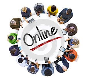 Multi-Ethnic Group of People and Online Concept