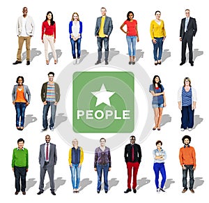 Multi-Ethnic Group of People in a Row