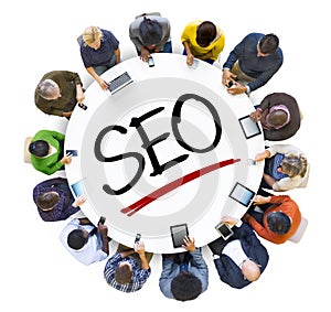 Multi-Ethnic Group of People and SEO Concept