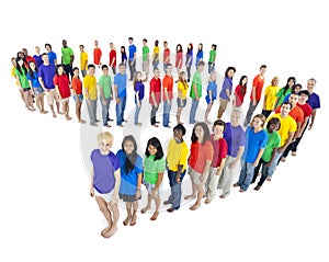 Multi-ethnic group of people standing line Concept