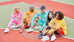 Multi-ethnic group people teenage friends. African-american, asian, caucasian student spending time together Multiracial