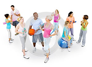 Multi-Ethnic Group of People Working Out