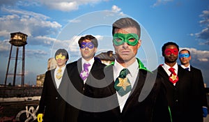 Multi-ethnic Group of Superhero Businessmen