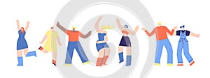 Clubbing Dancing People Flat Disco Fest Cartoon