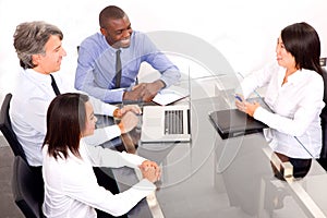 Multi-ethnic team during a meeting