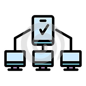 Multi-factor authentication icon color outline vector