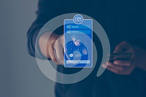 Multi-Factor Authentication, User, Login, Cybersecurity privacy protect data. internet network security technology.