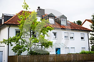 Multi-family house with red facade