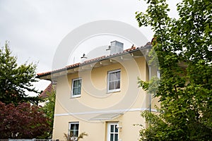 Multi-family house with red facade