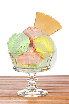 Multi flavor ice cream glass