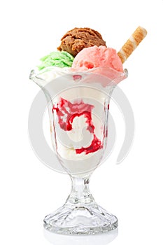 Multi flavor ice cream glass