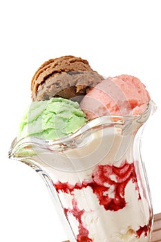 Multi flavor ice cream glass photo