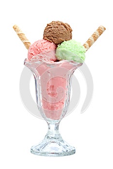 Multi flavor ice cream glass photo