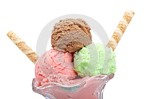 Multi flavor ice cream glass photo