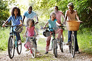 Multi Generation African American Family On Cycle Ride