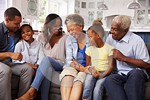 Multi generation black family at home